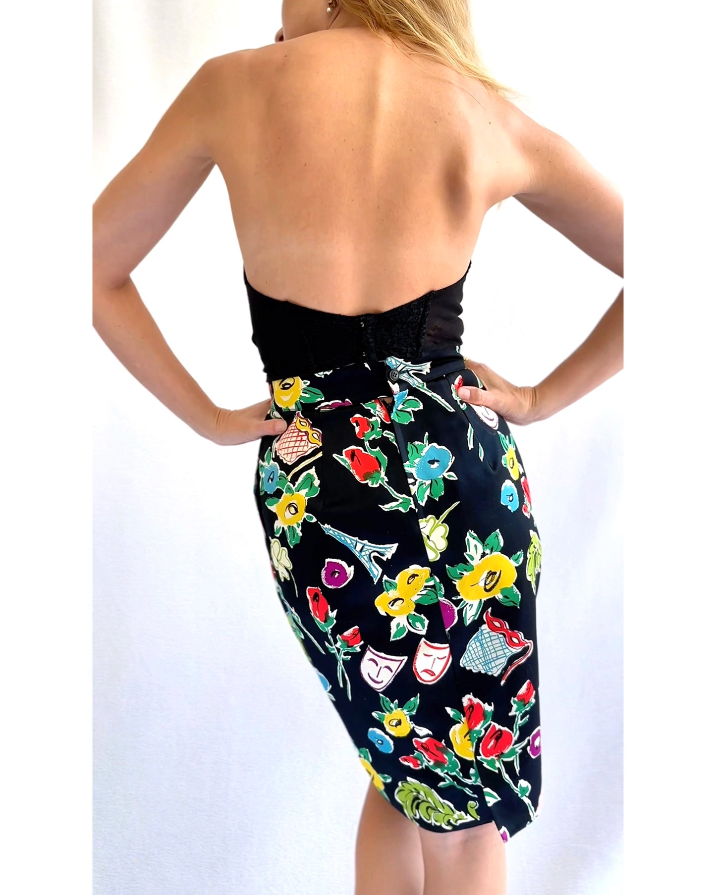 Vintage Christian Lacroix Novelty Print Pegged Skirt