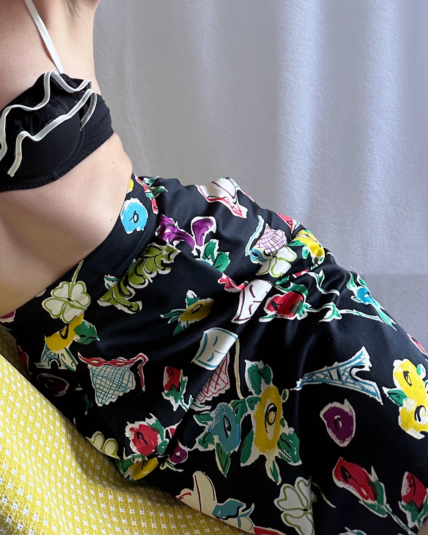 Vintage Christian Lacroix Novelty Print Pegged Skirt