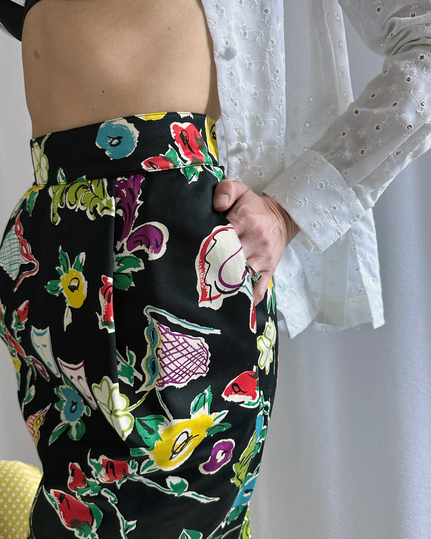 Vintage Christian Lacroix Novelty Print Pegged Skirt