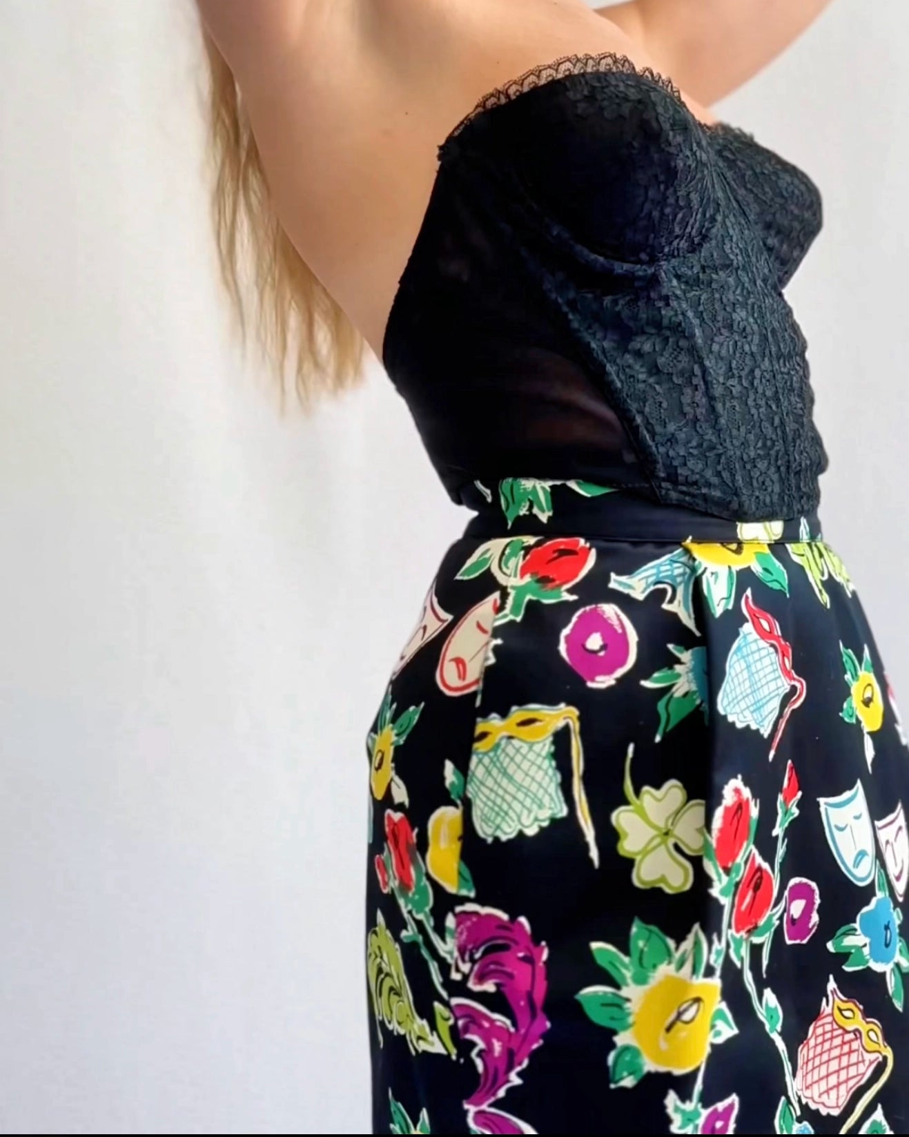 Vintage Christian Lacroix Novelty Print Pegged Skirt