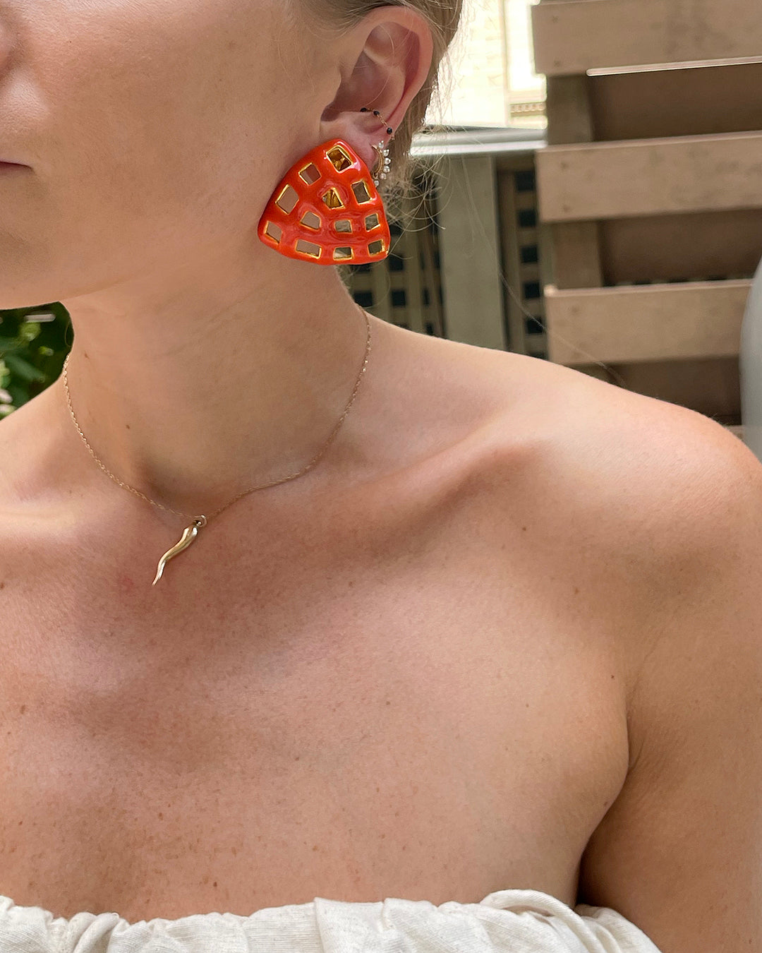 Vintage Artist-Made Enameled Sculpture Earrings