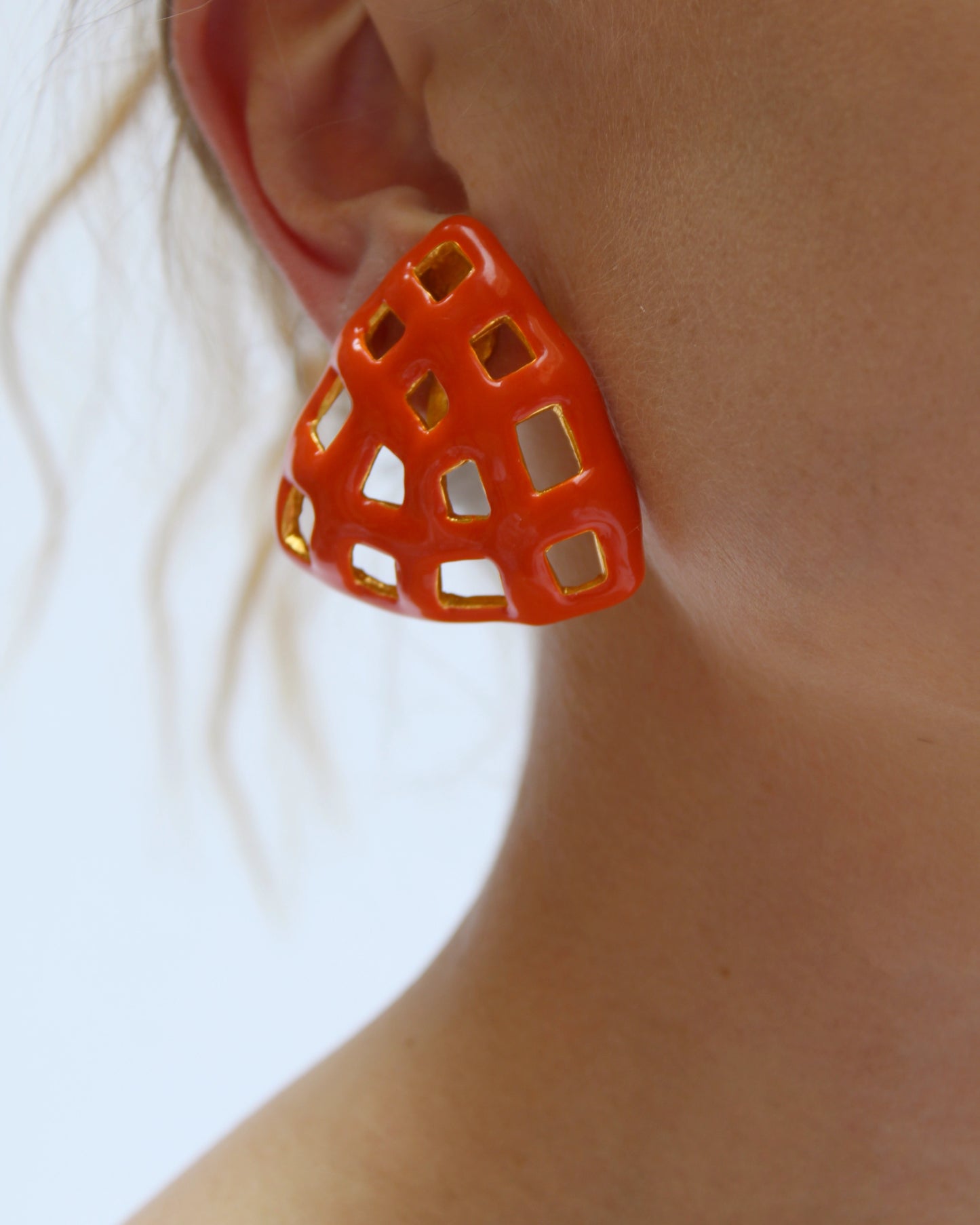 Vintage Artist-Made Enameled Sculpture Earrings