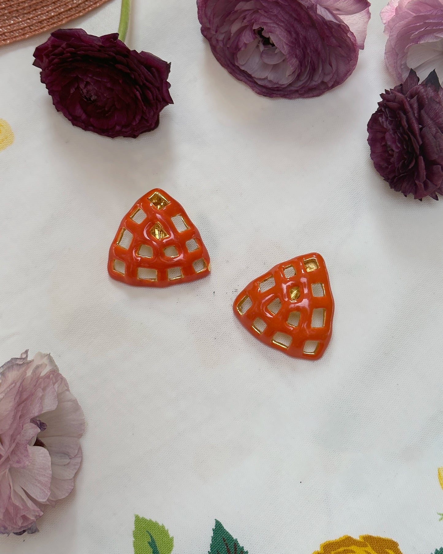 Vintage Artist-Made Enameled Sculpture Earrings