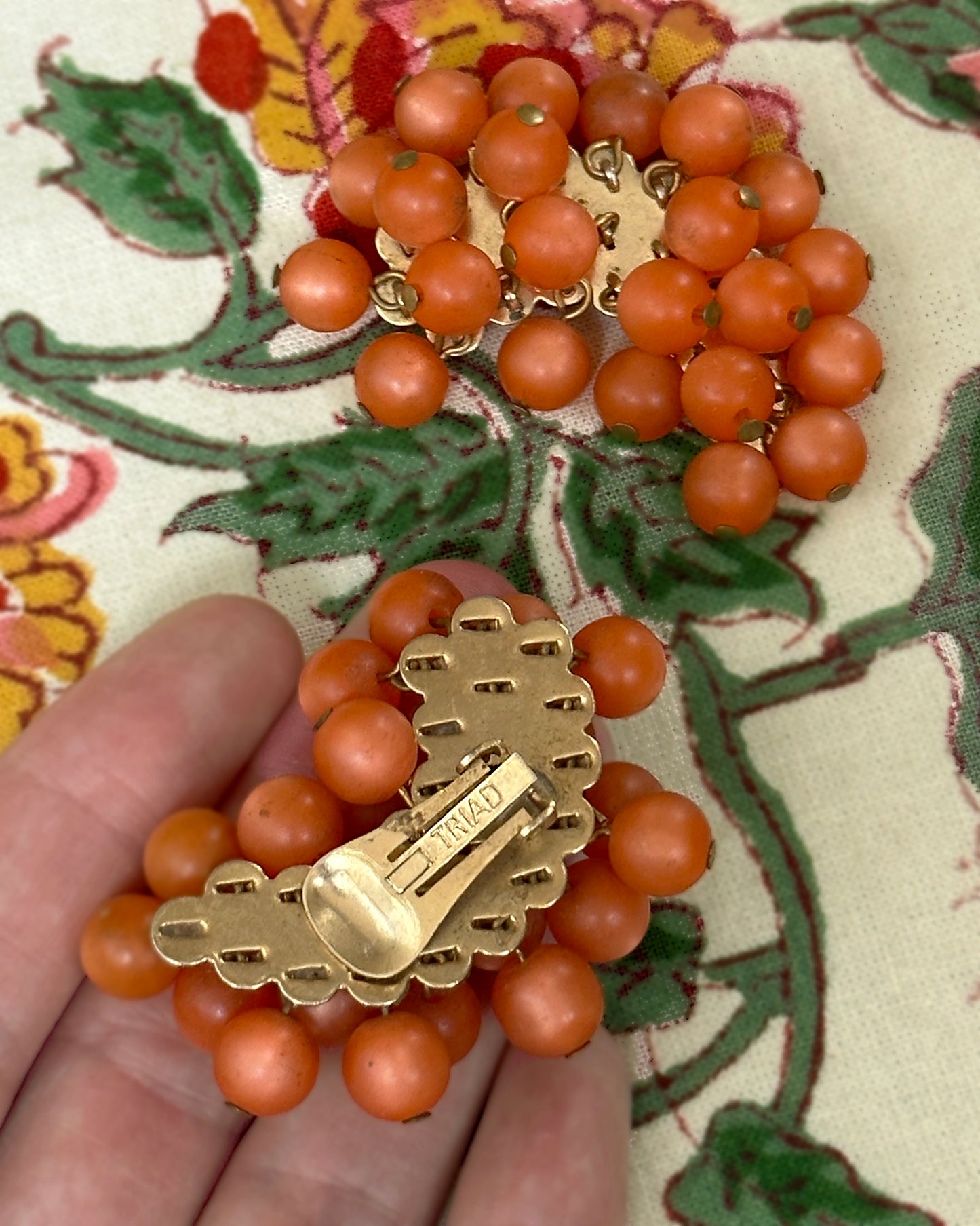 Vintage 1950s Coral Earclips