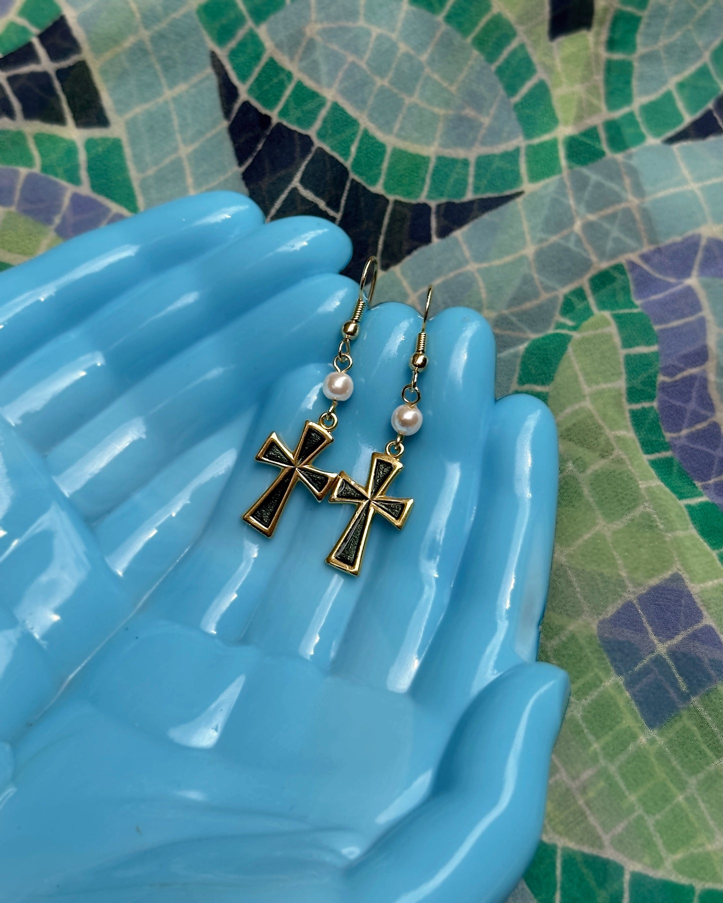 Vintage Cross Dangle Earrings