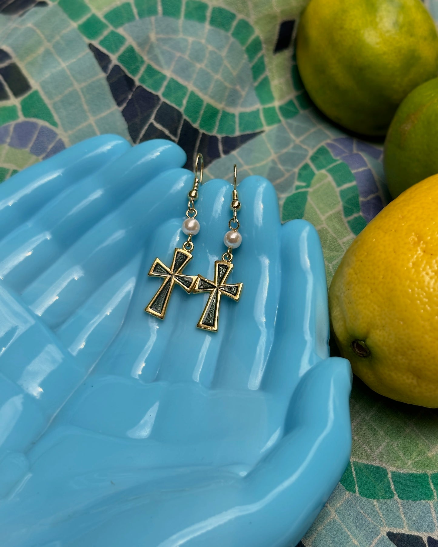 Vintage Cross Dangle Earrings