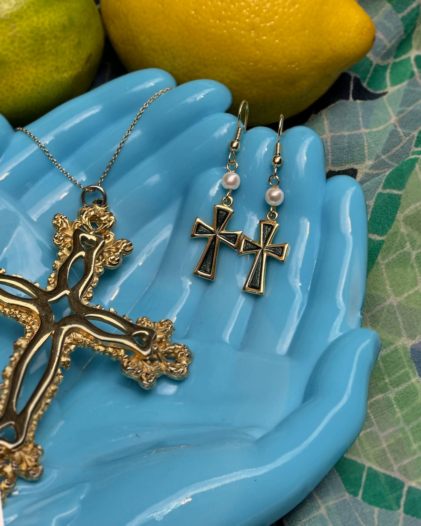 Vintage Cross Dangle Earrings