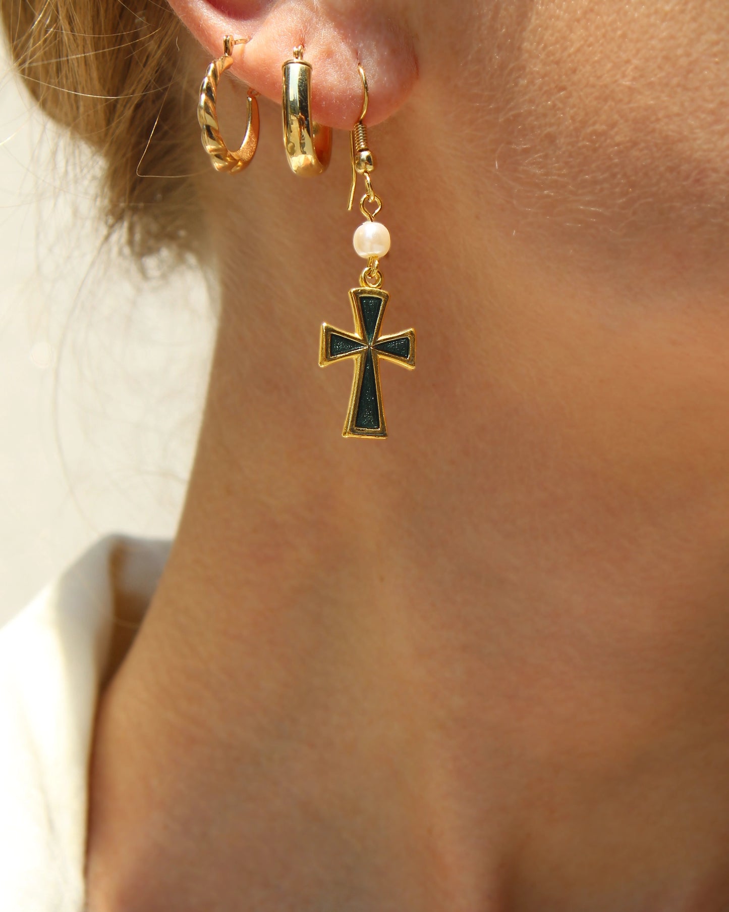 Vintage Cross Dangle Earrings