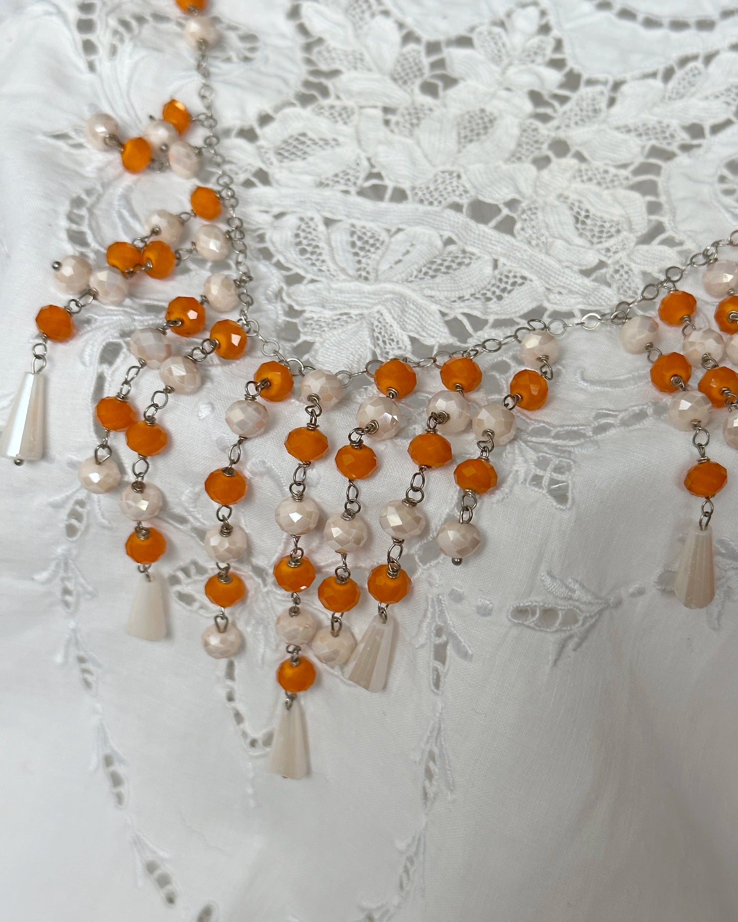 Vintage 1950s Crystal Waterfall Necklace