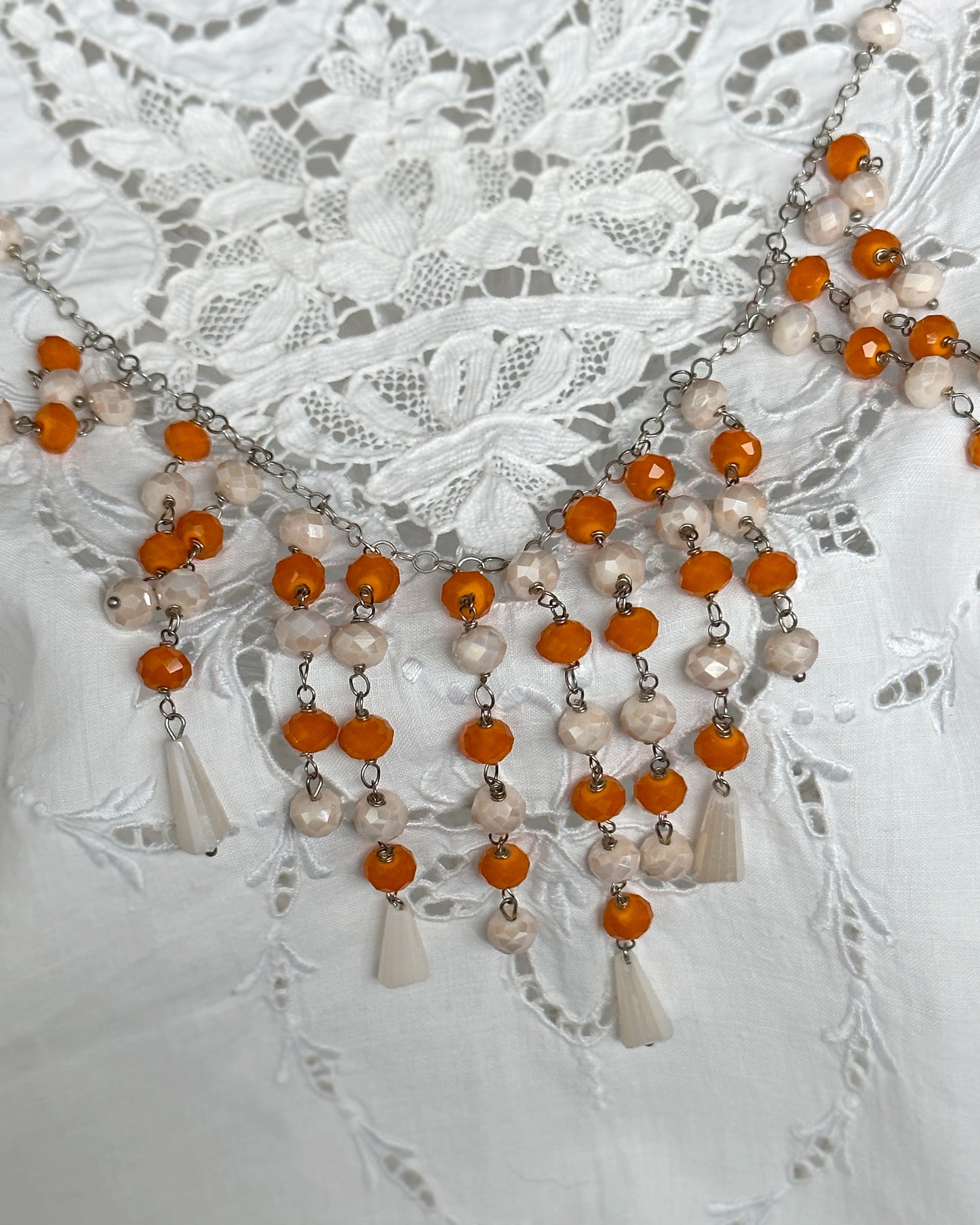 Vintage 1950s Crystal Waterfall Necklace
