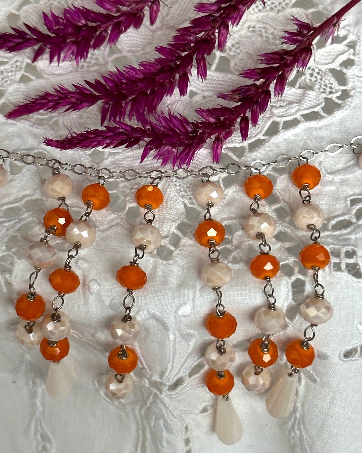 Vintage 1950s Crystal Waterfall Necklace