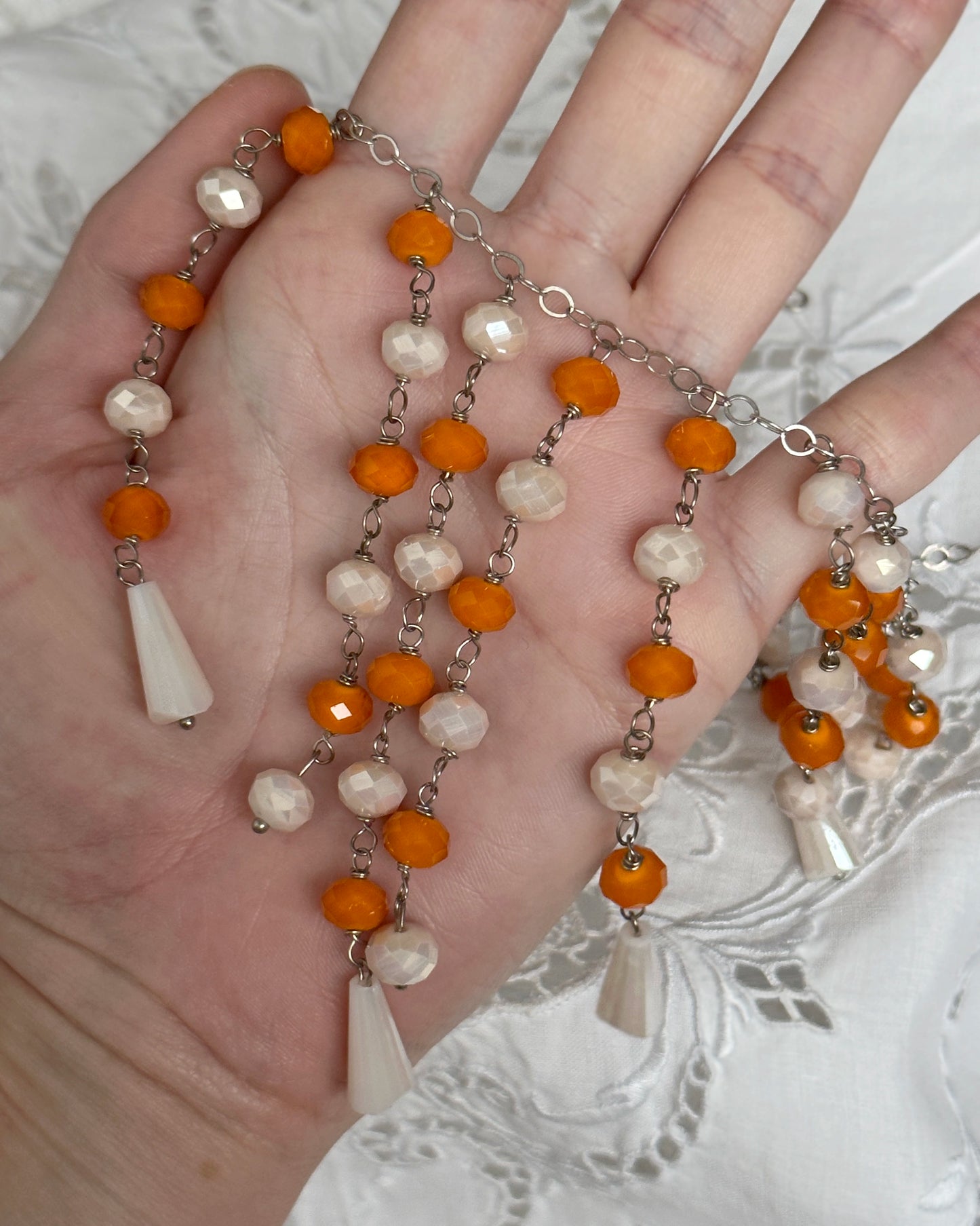 Vintage 1950s Crystal Waterfall Necklace