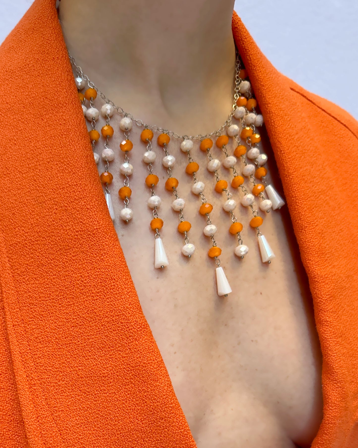 Vintage 1950s Crystal Waterfall Necklace