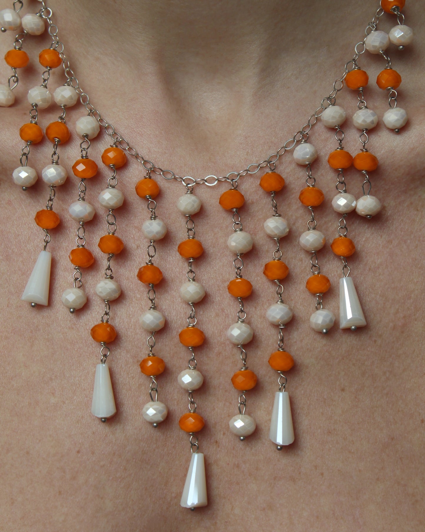 Vintage 1950s Crystal Waterfall Necklace
