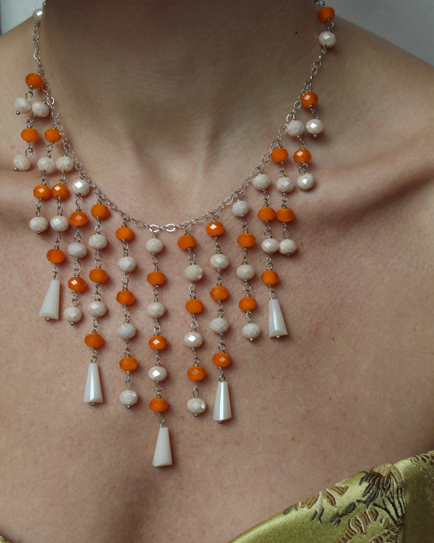 Vintage 1950s Crystal Waterfall Necklace