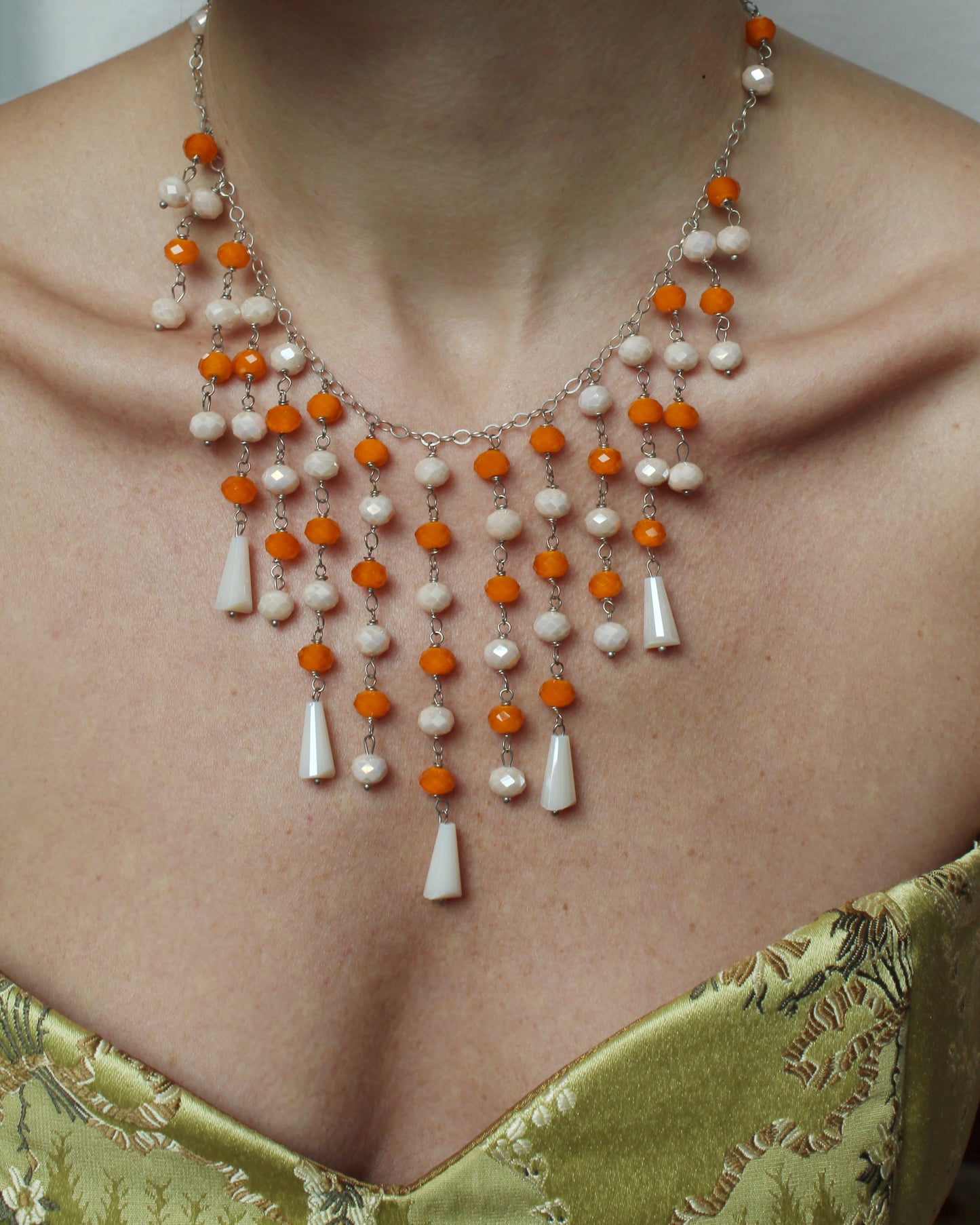 Vintage 1950s Crystal Waterfall Necklace