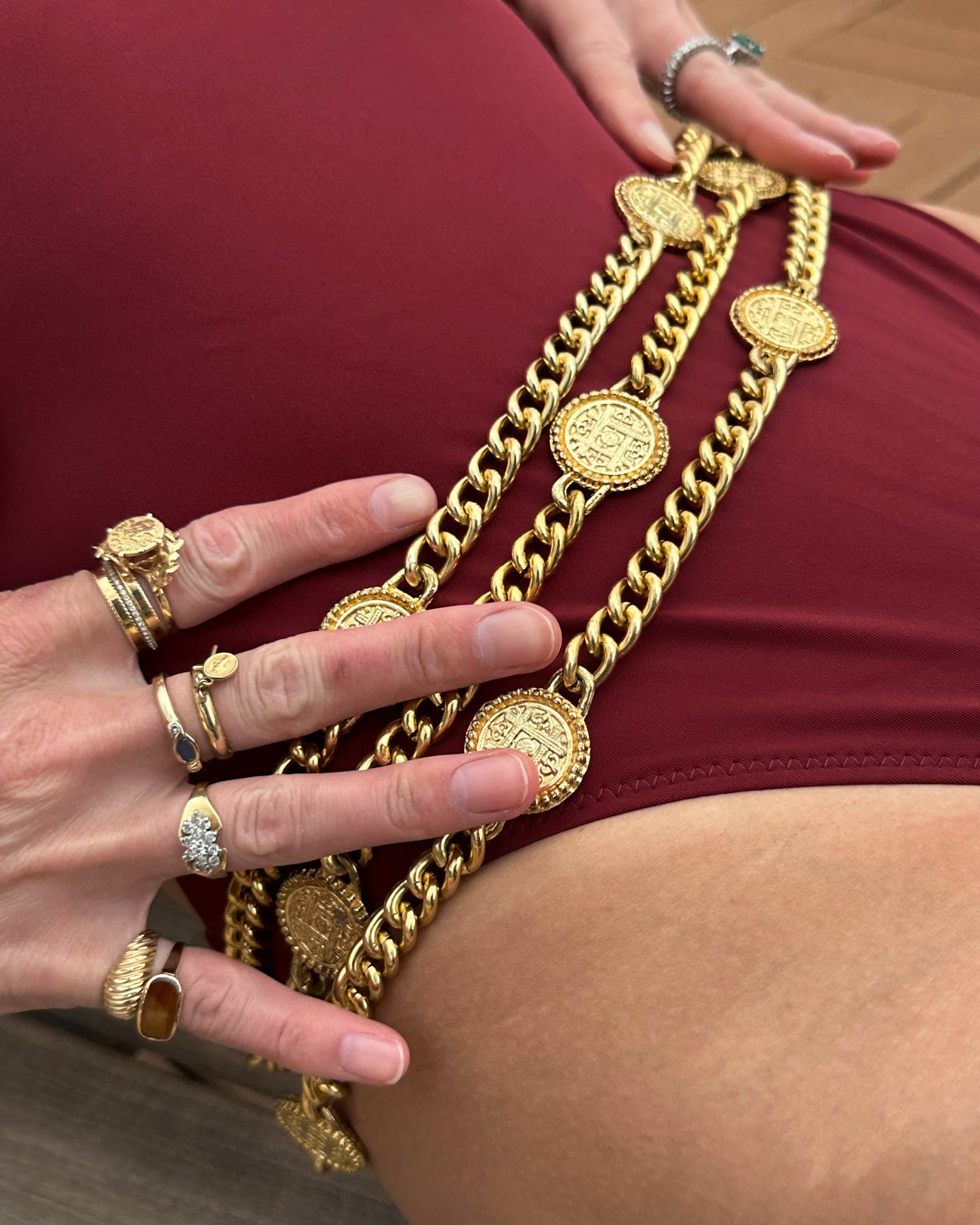 Vintage Gold Medallion Chain Belt