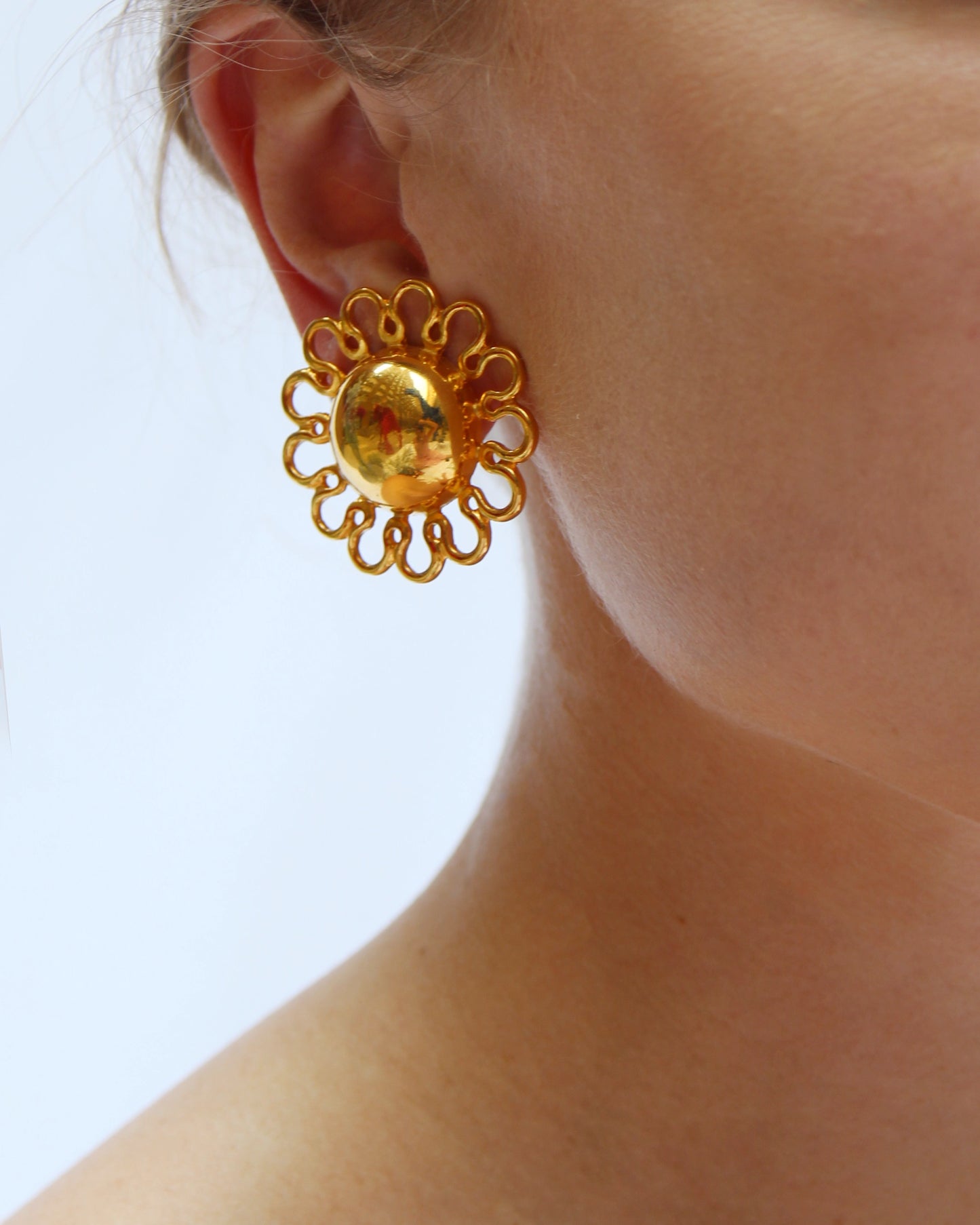 Vintage Gold Sun Earrings
