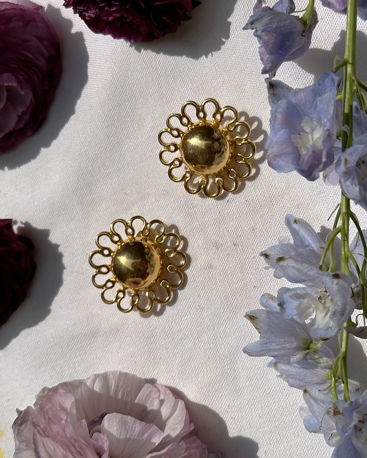 Vintage Gold Sun Earrings