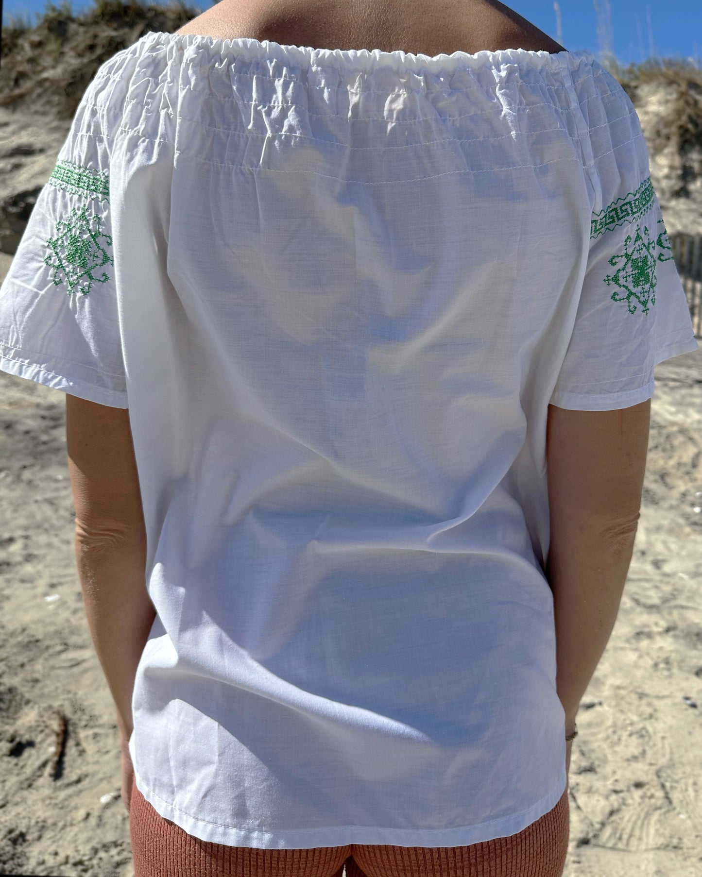 Vintage Greek Embroidered Peasant Blouse