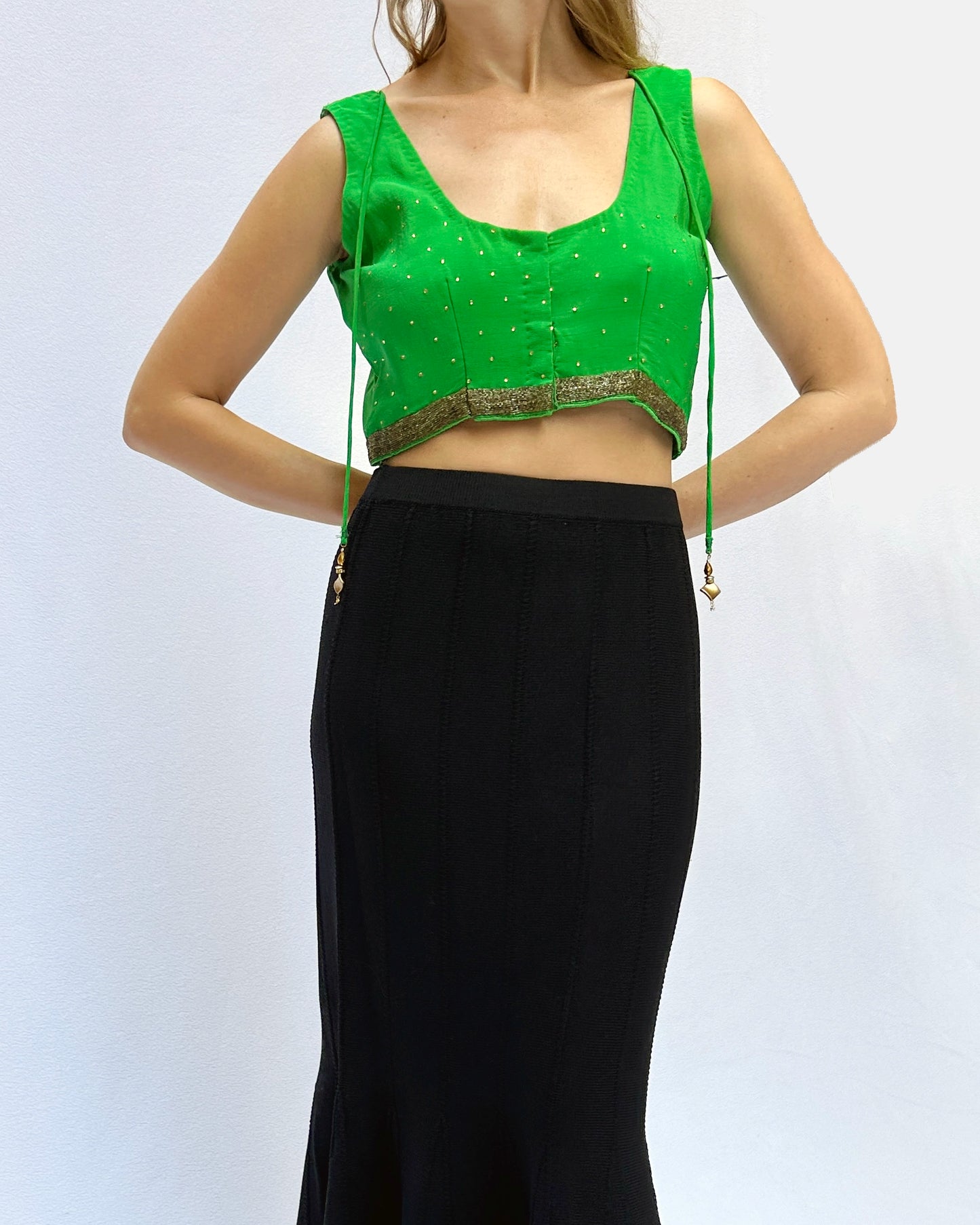 Vintage Embellished Silk Indian Choli Top