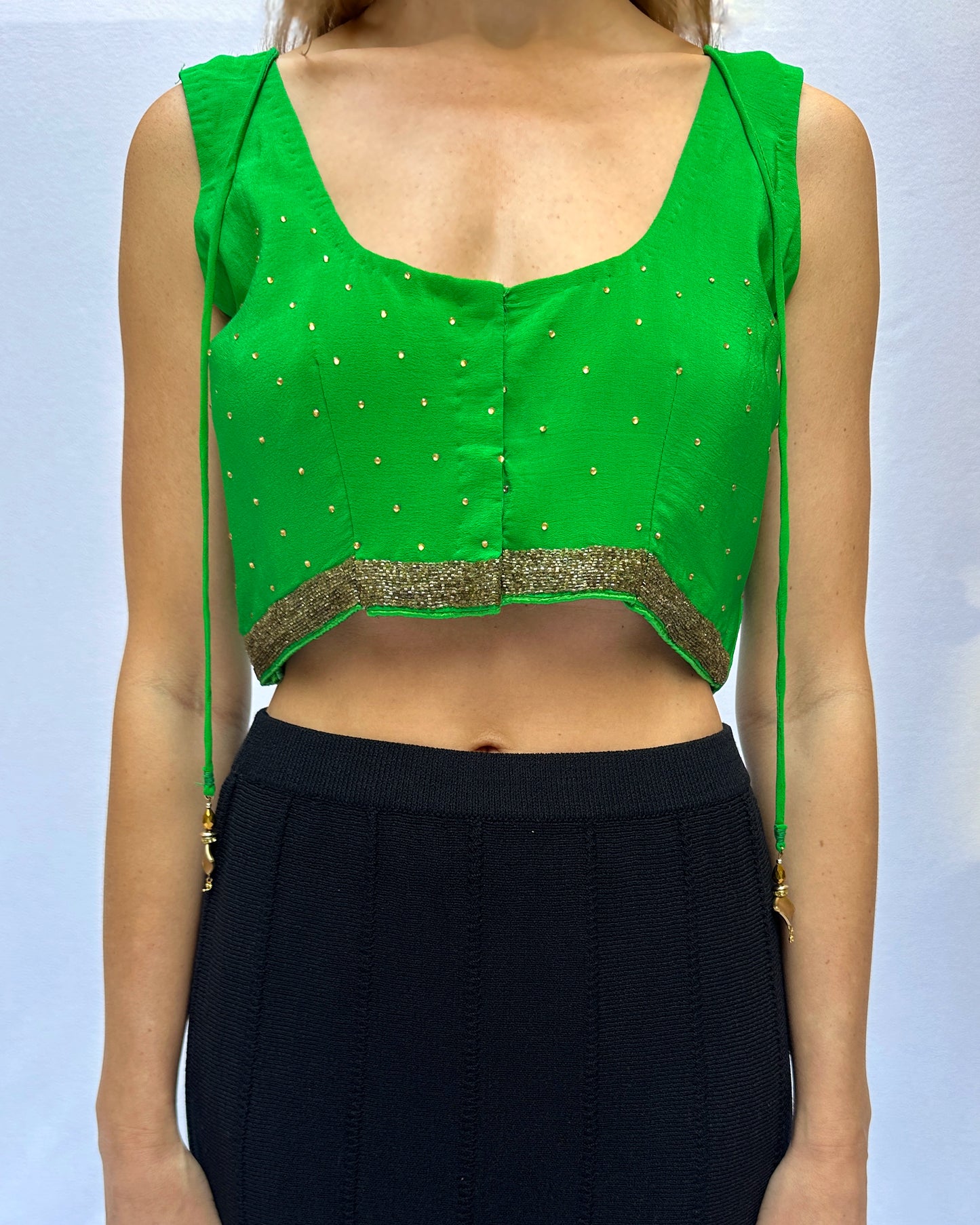 Vintage Embellished Silk Indian Choli Top