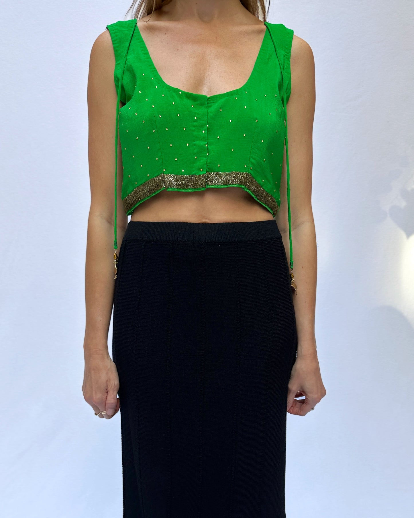 Vintage Embellished Silk Indian Choli Top