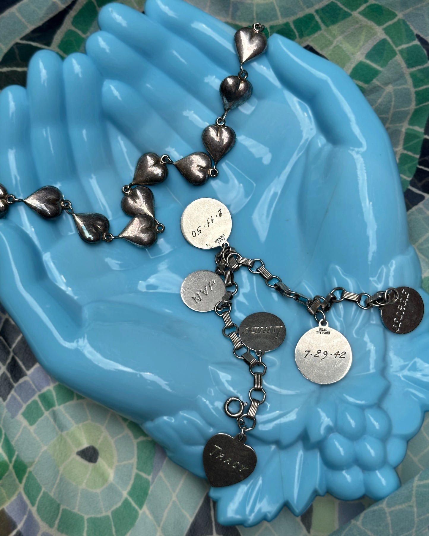 Vintage Italian Sterling Silver Heart Bracelet