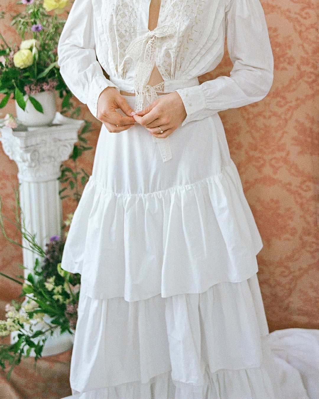 Vintage 1950s White Tiered Petticoat Skirt