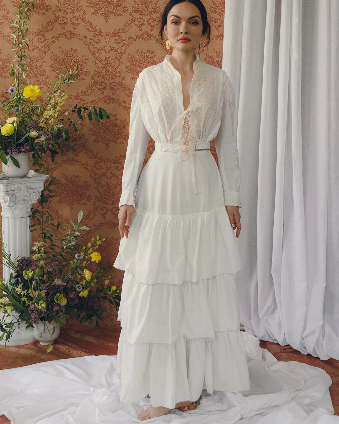 Vintage 1950s White Tiered Petticoat Skirt