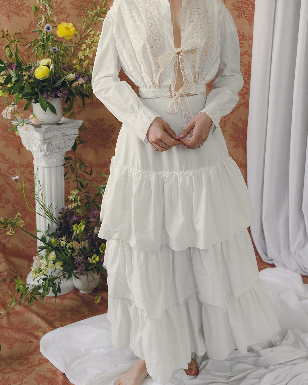 Vintage 1950s White Tiered Petticoat Skirt
