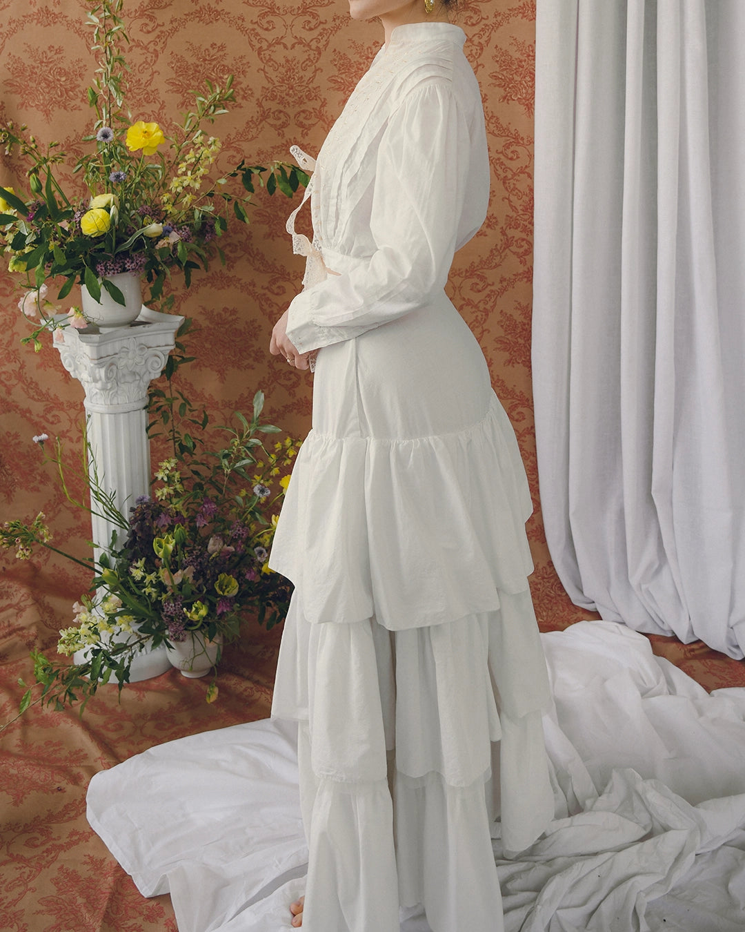 Vintage 1950s White Tiered Petticoat Skirt