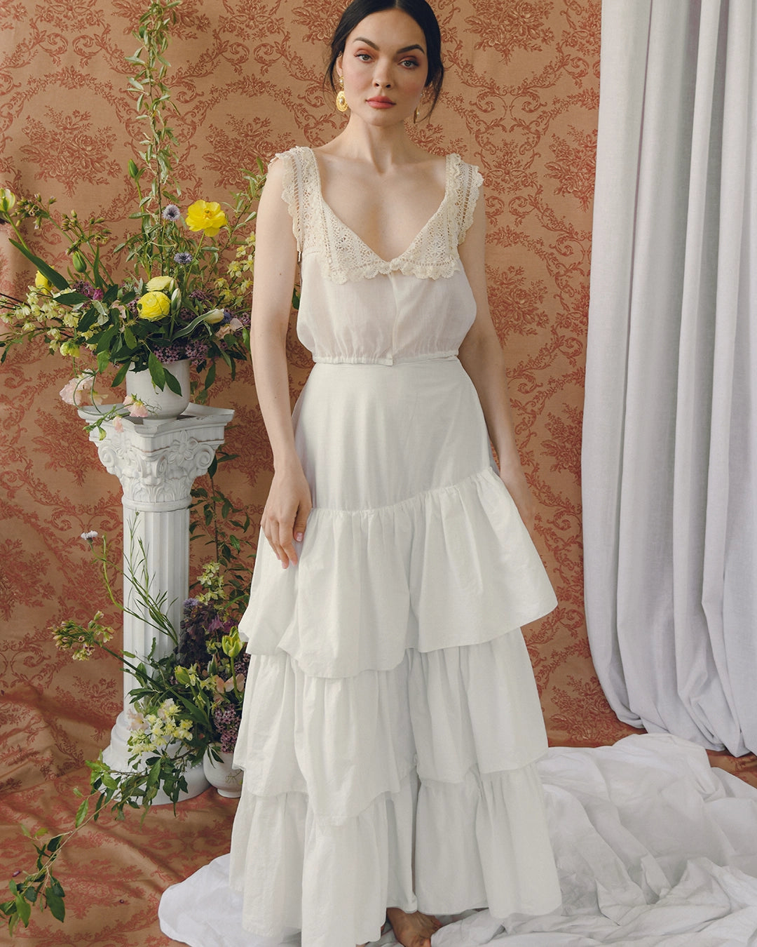 Vintage 1950s White Tiered Petticoat Skirt