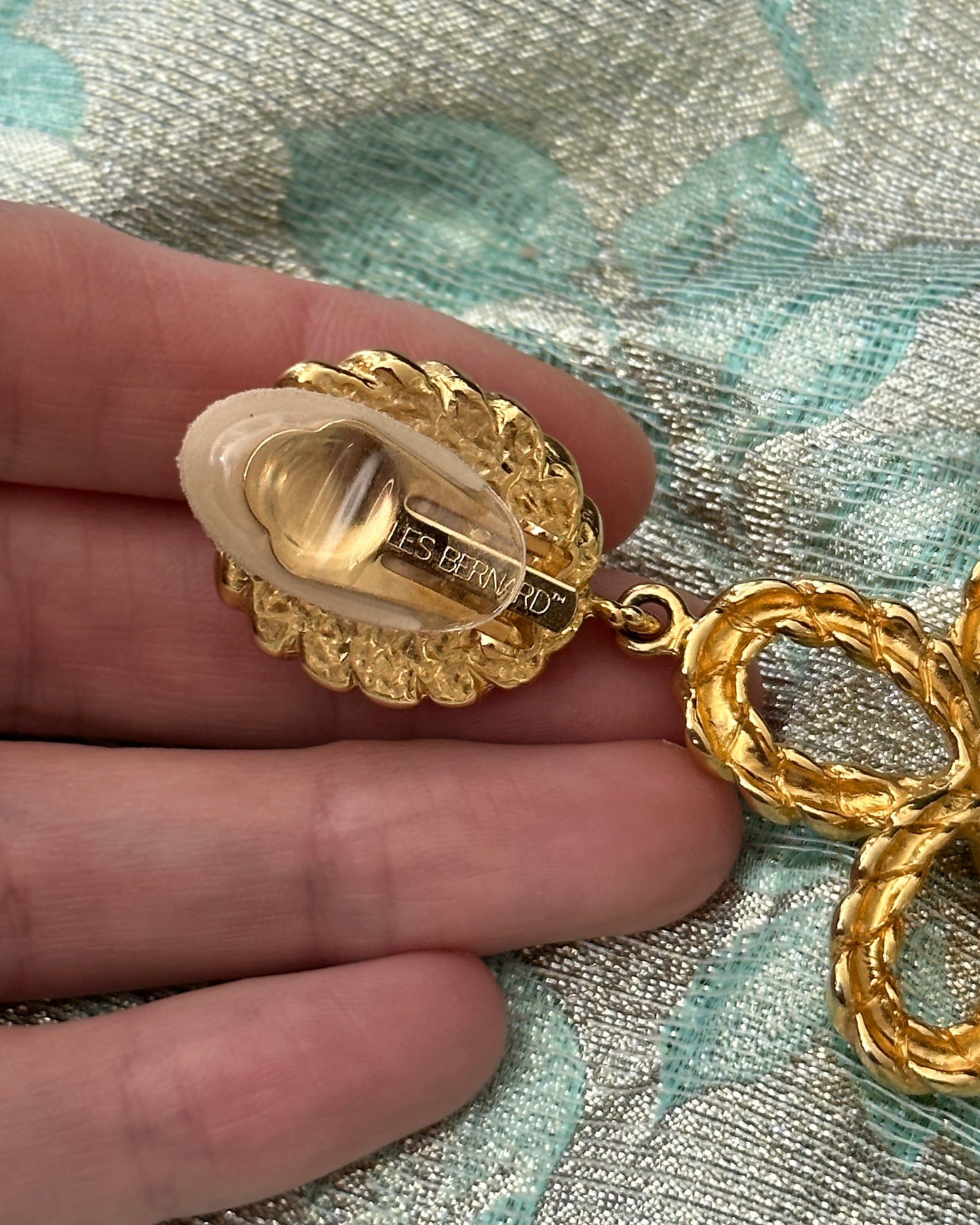 Vintage Les Bernard Gold + Pearl Chandelier Earrings