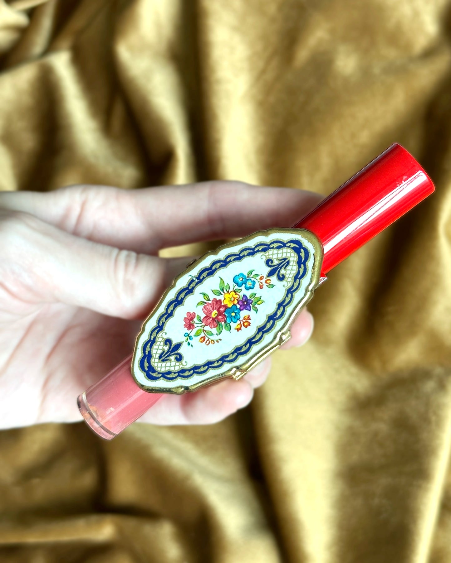 Vintage Midcentury Lipstick Holder Mirrored Compact
