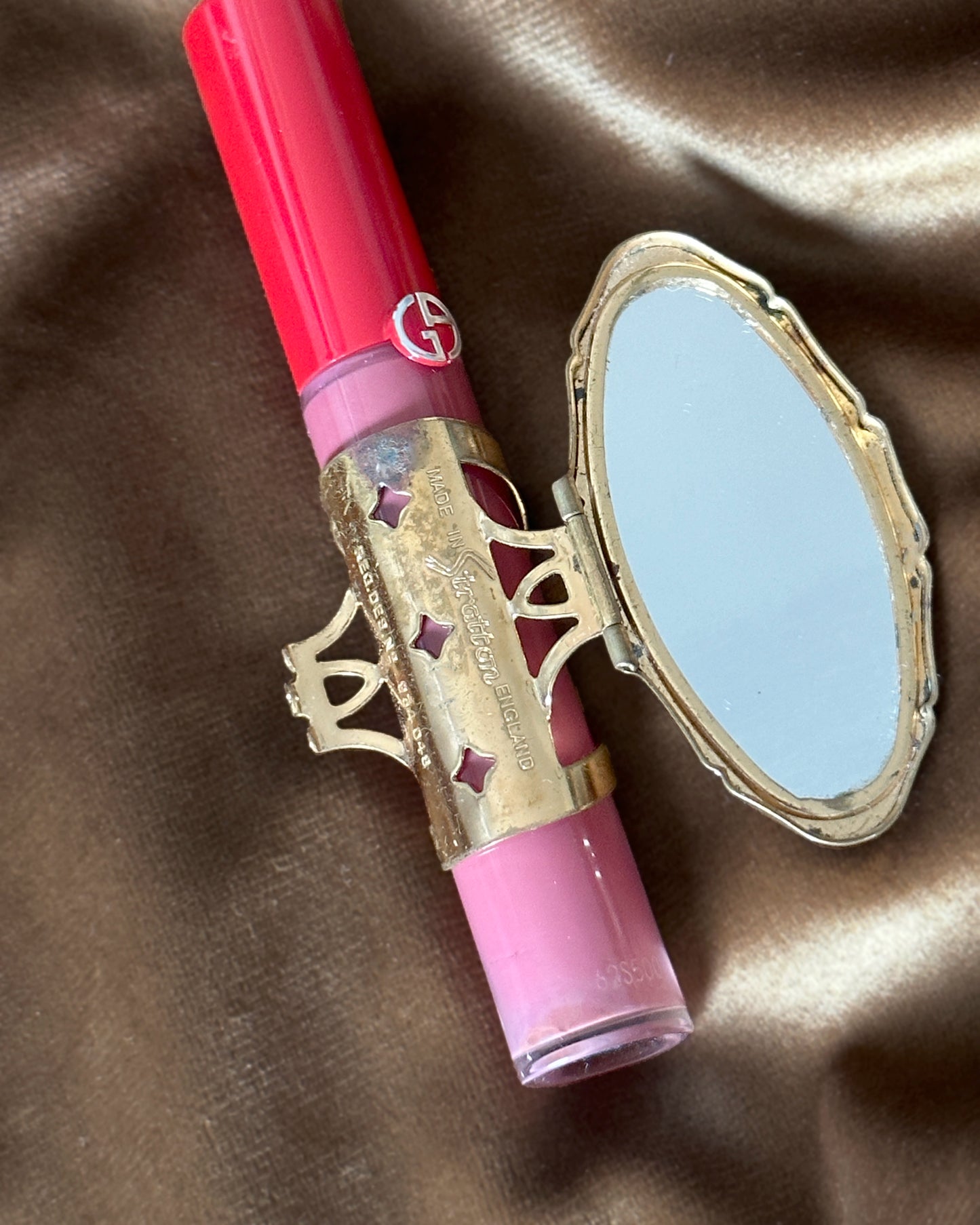 Vintage Midcentury Lipstick Holder Mirrored Compact