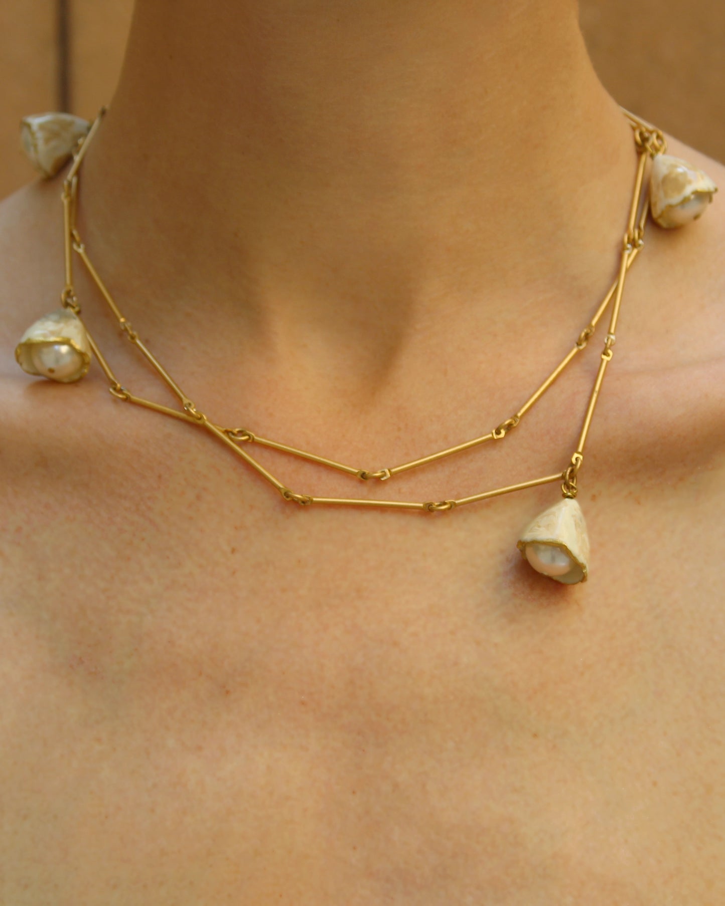 Vintage Gold Bar Chain Charm Necklace