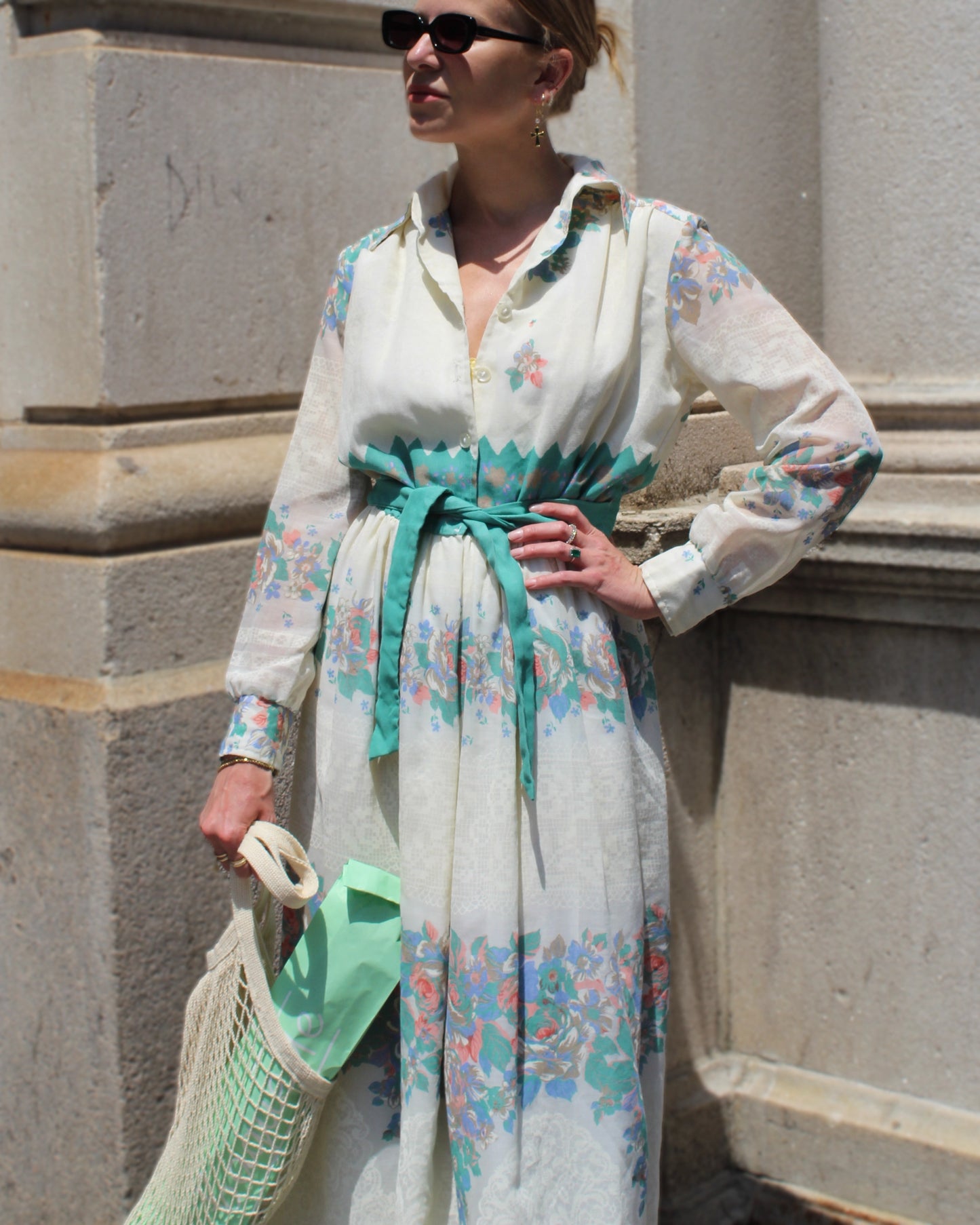 Vintage Long Sleeve Full Length Shirtwaist Dress