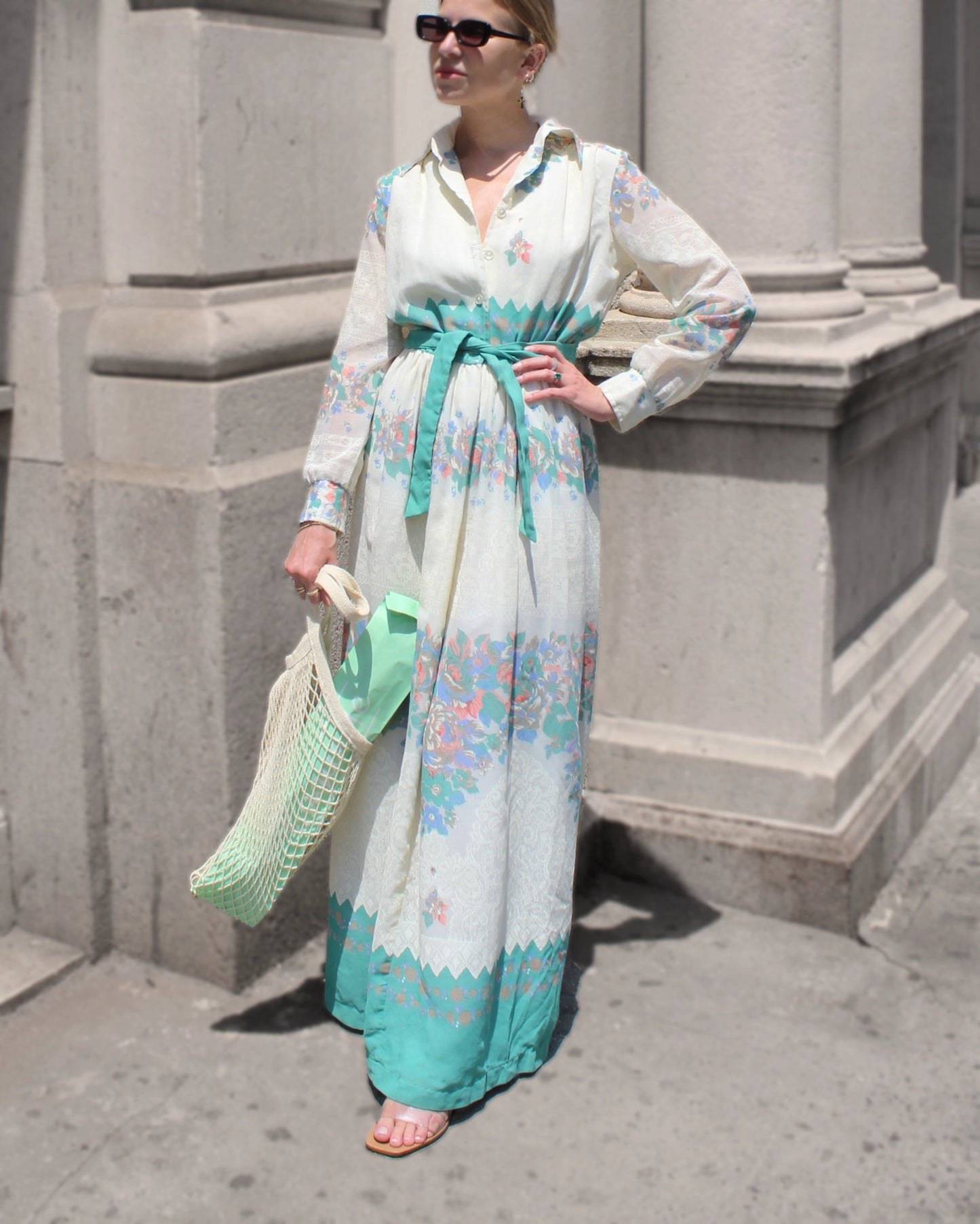 Vintage Long Sleeve Full Length Shirtwaist Dress