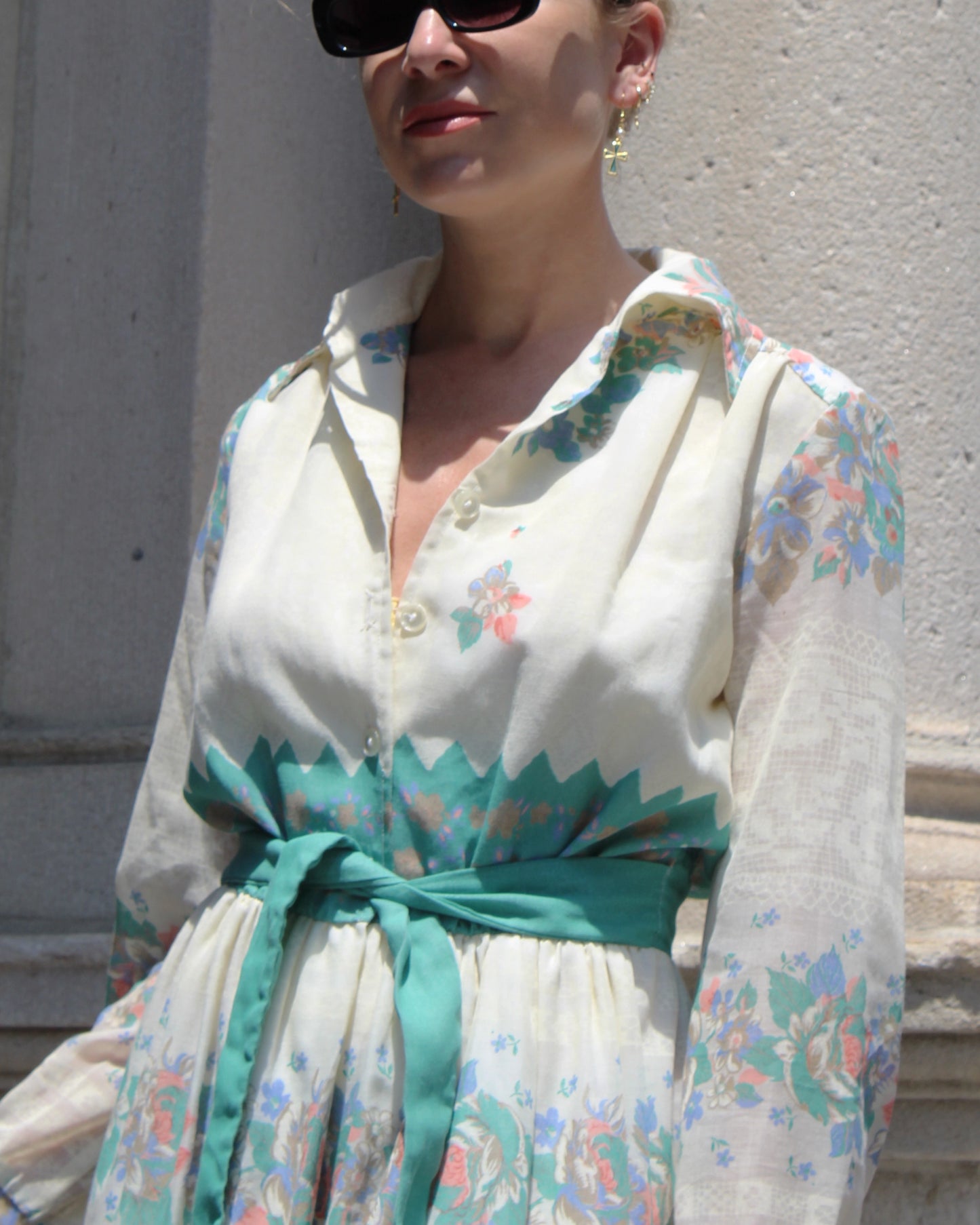 Vintage Long Sleeve Full Length Shirtwaist Dress