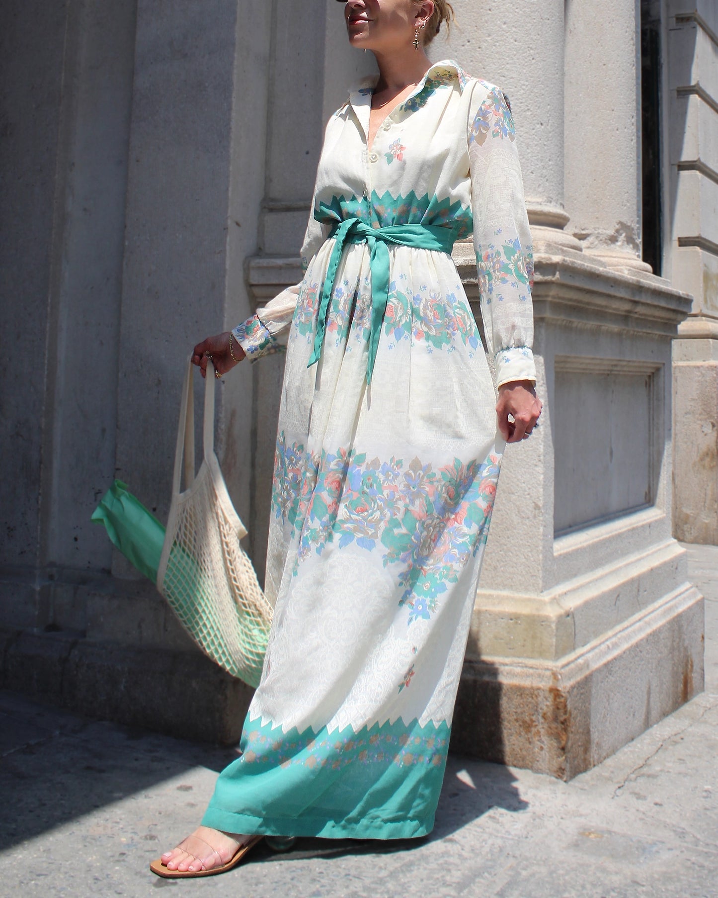 Vintage Long Sleeve Full Length Shirtwaist Dress