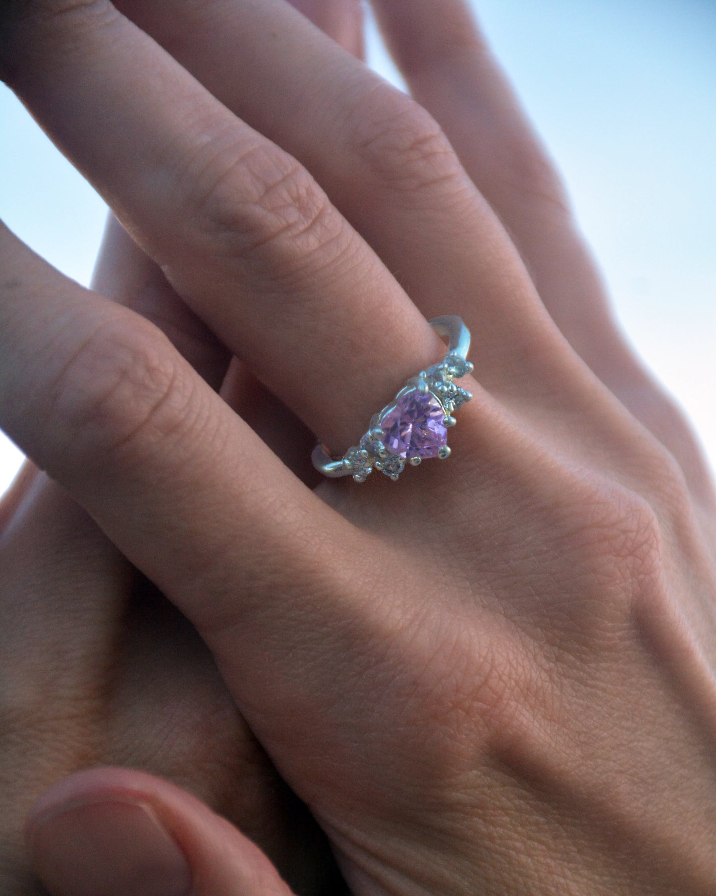 Vintage Pink Heart-Shaped Crystal Ring
