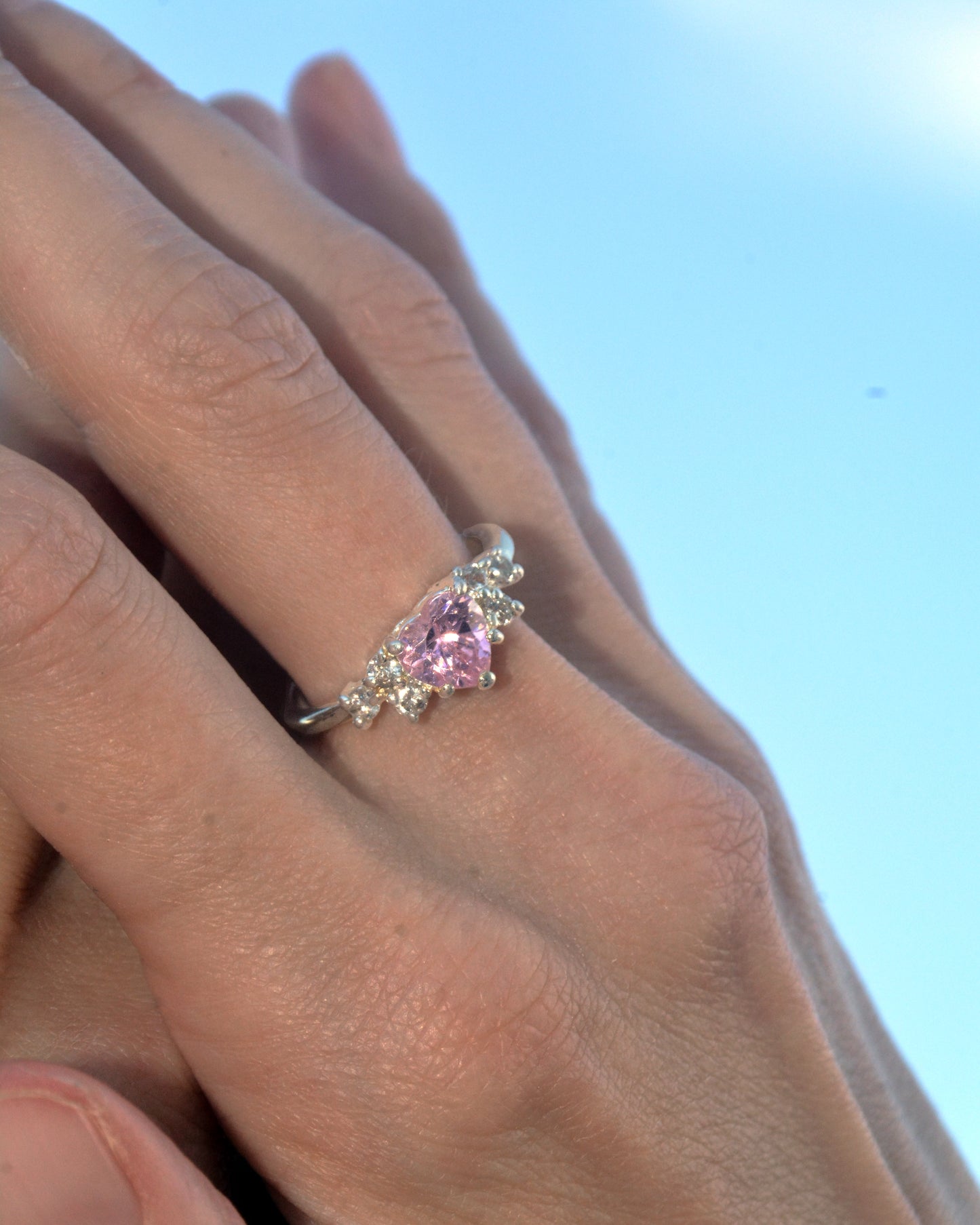 Vintage Pink Heart-Shaped Crystal Ring