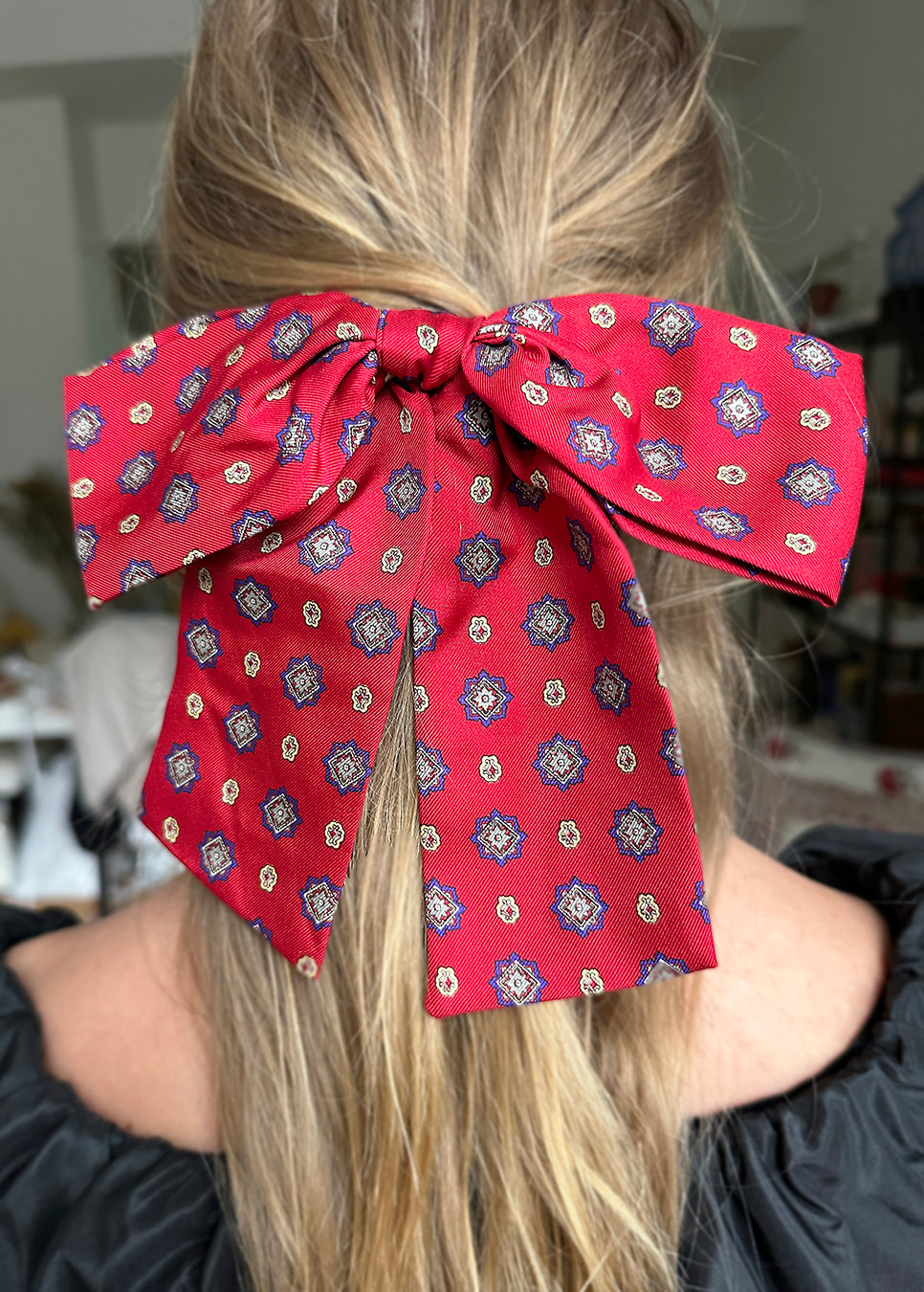 Vintage Printed Bow Barrete