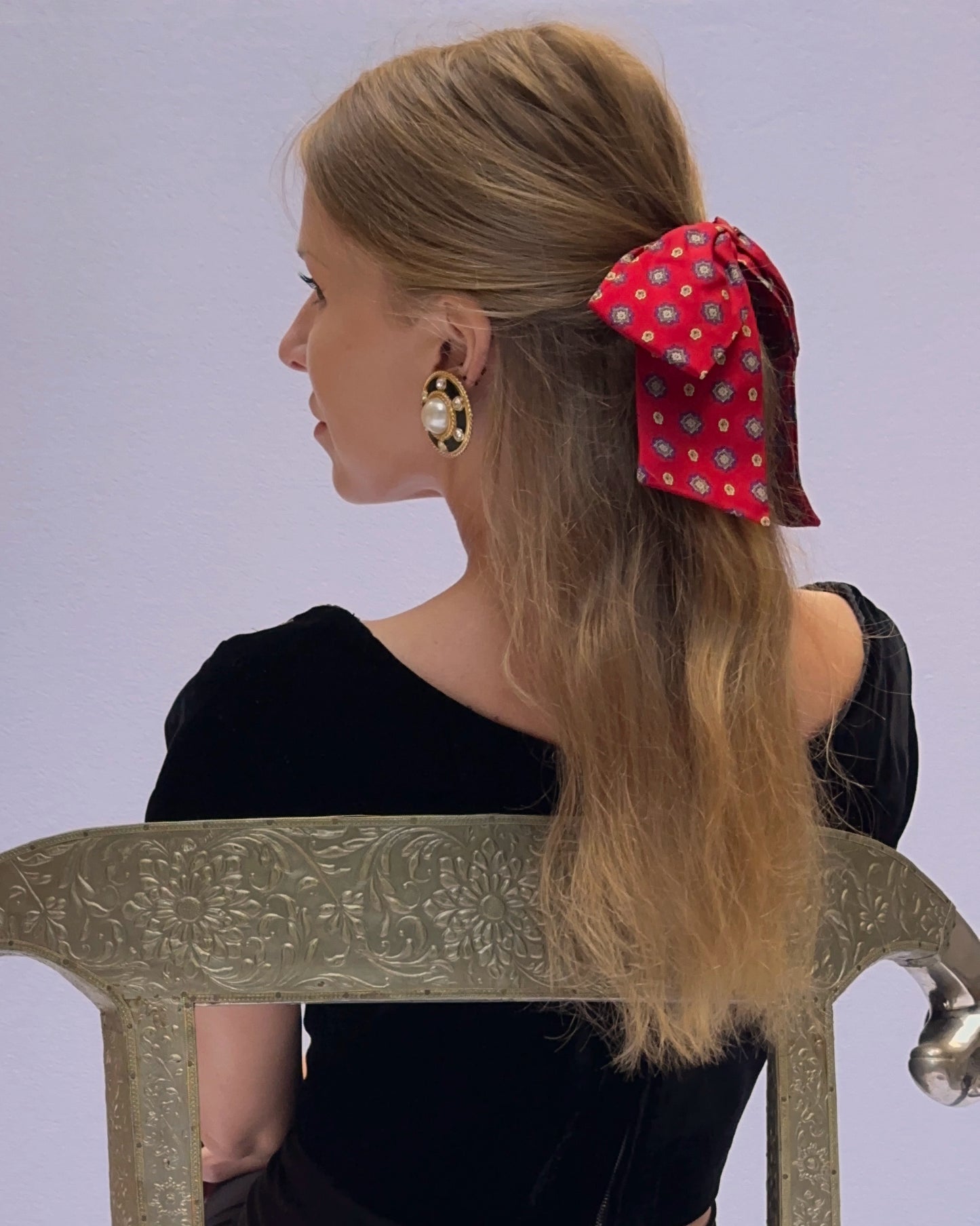 Vintage Printed Bow Barrete