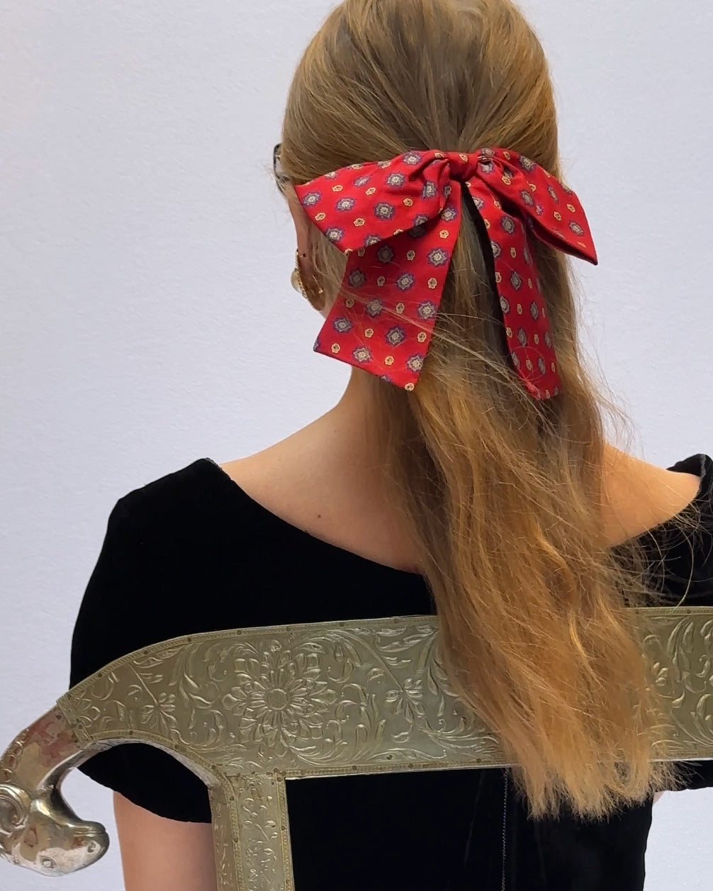 Vintage Printed Bow Barrete