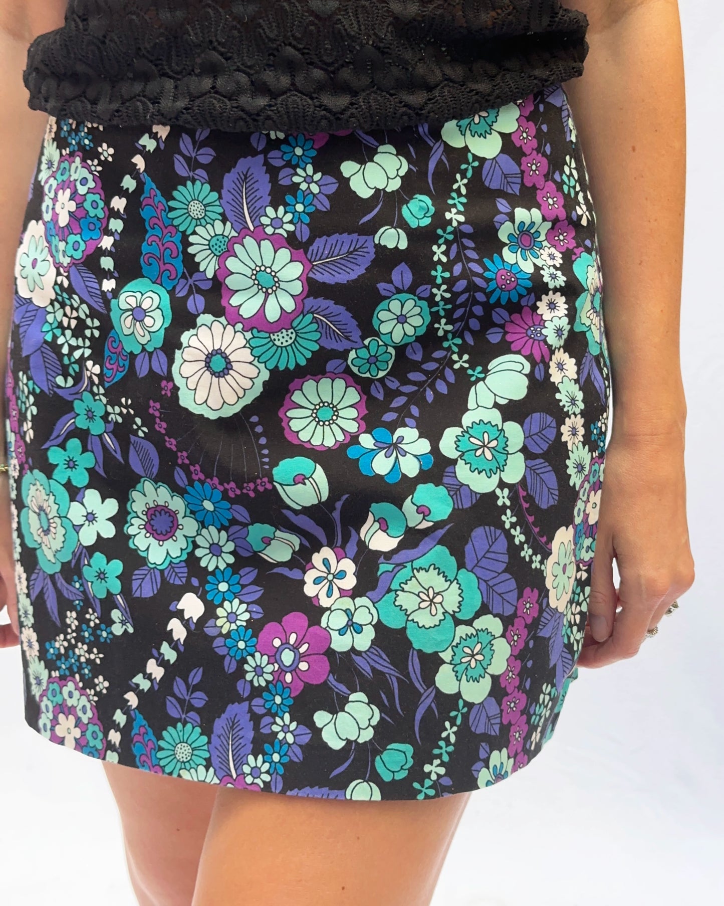 Vintage Psychedelic Floral Miniskirt
