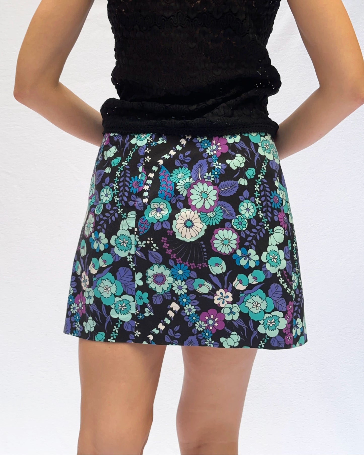 Vintage Psychedelic Floral Miniskirt