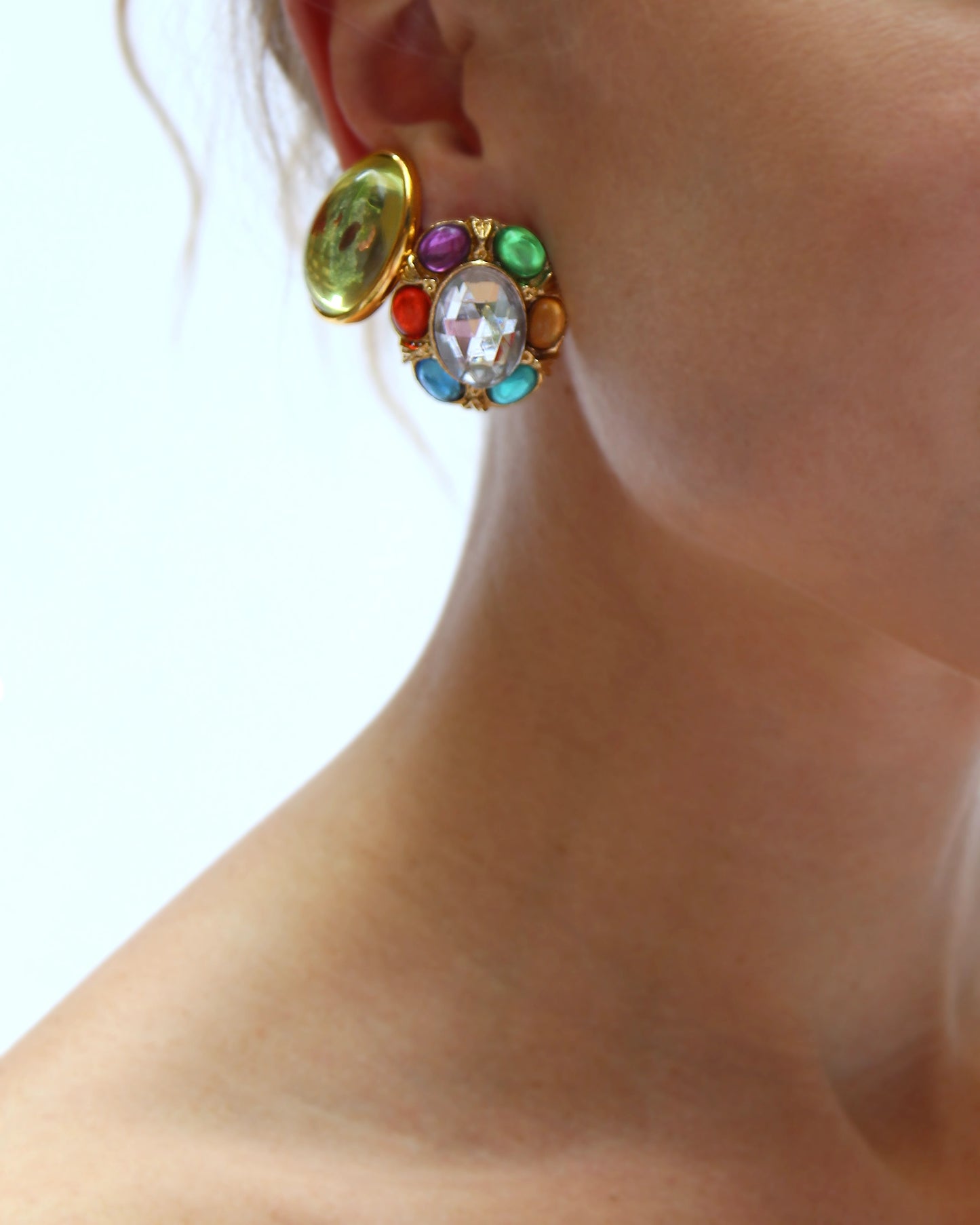 Vintage Rainbow Gem Stud Earrings