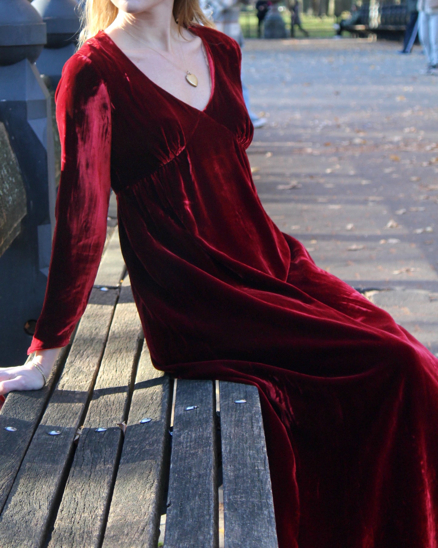 Vintage 1930s Long Sleeve Red Velvet Dress